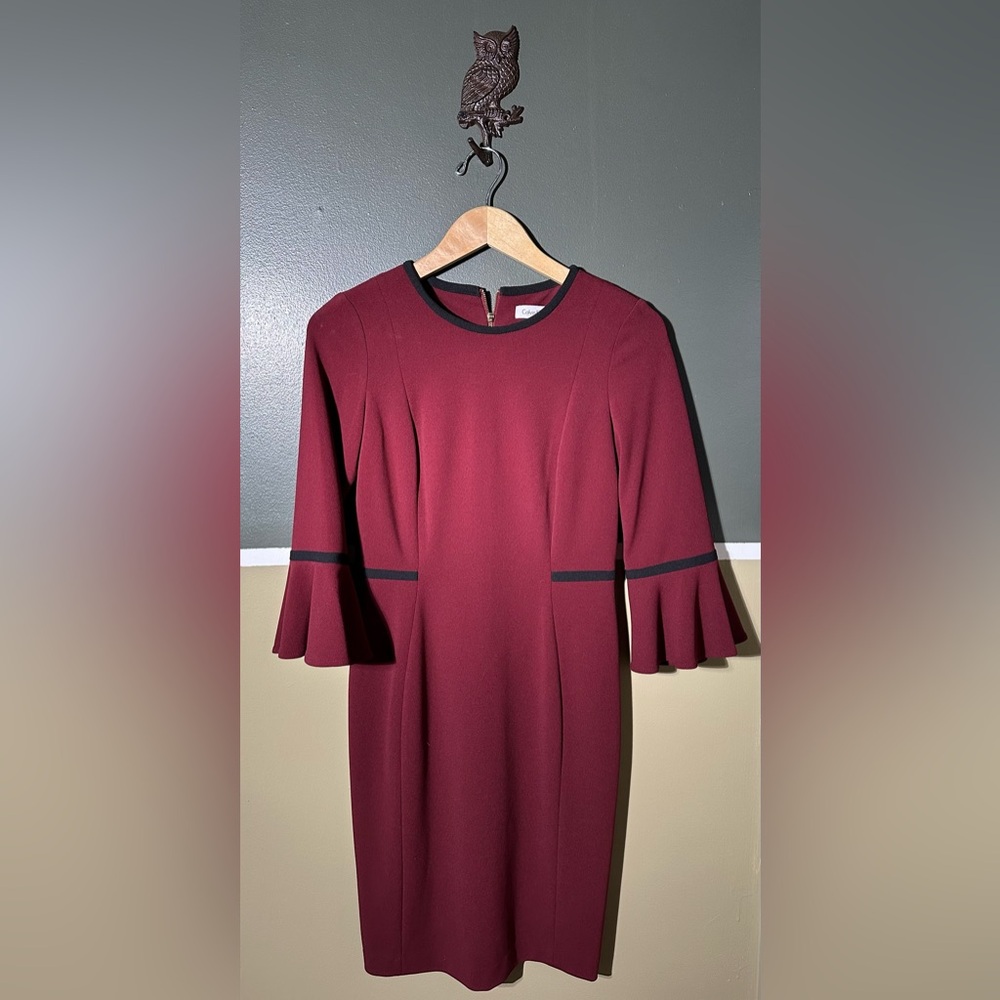 Calvin Klein Wine Long Sleeve Dress